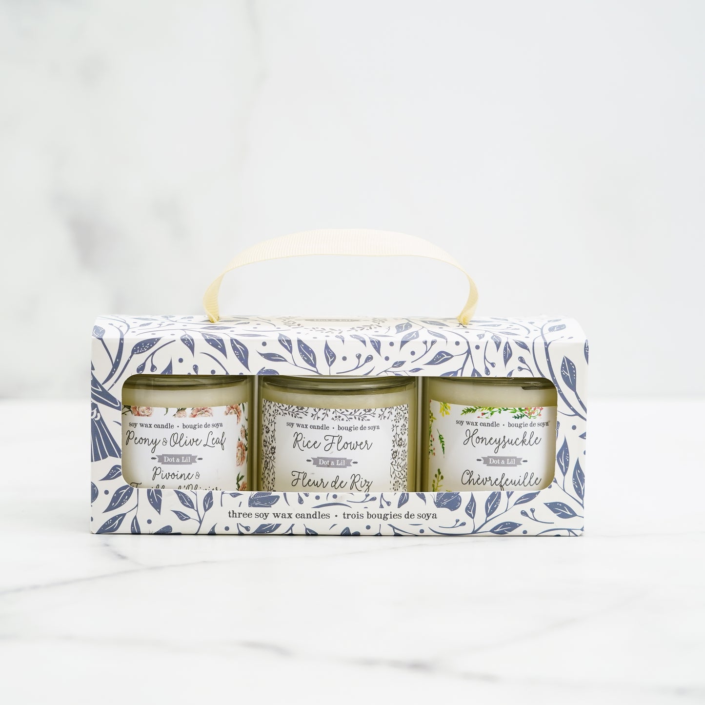 chevrefeuille,fleur-de-riz,pivoine,feuille-d-olivier,fait,quebec,fabrique,nature,idee-cadeau,produits,soins,dot-et-lil,dot-&-lil,montreal,quebec,casa-luca,bougie,chandelle,bougies,chandelles,cire-de-soya,cire-de-soja