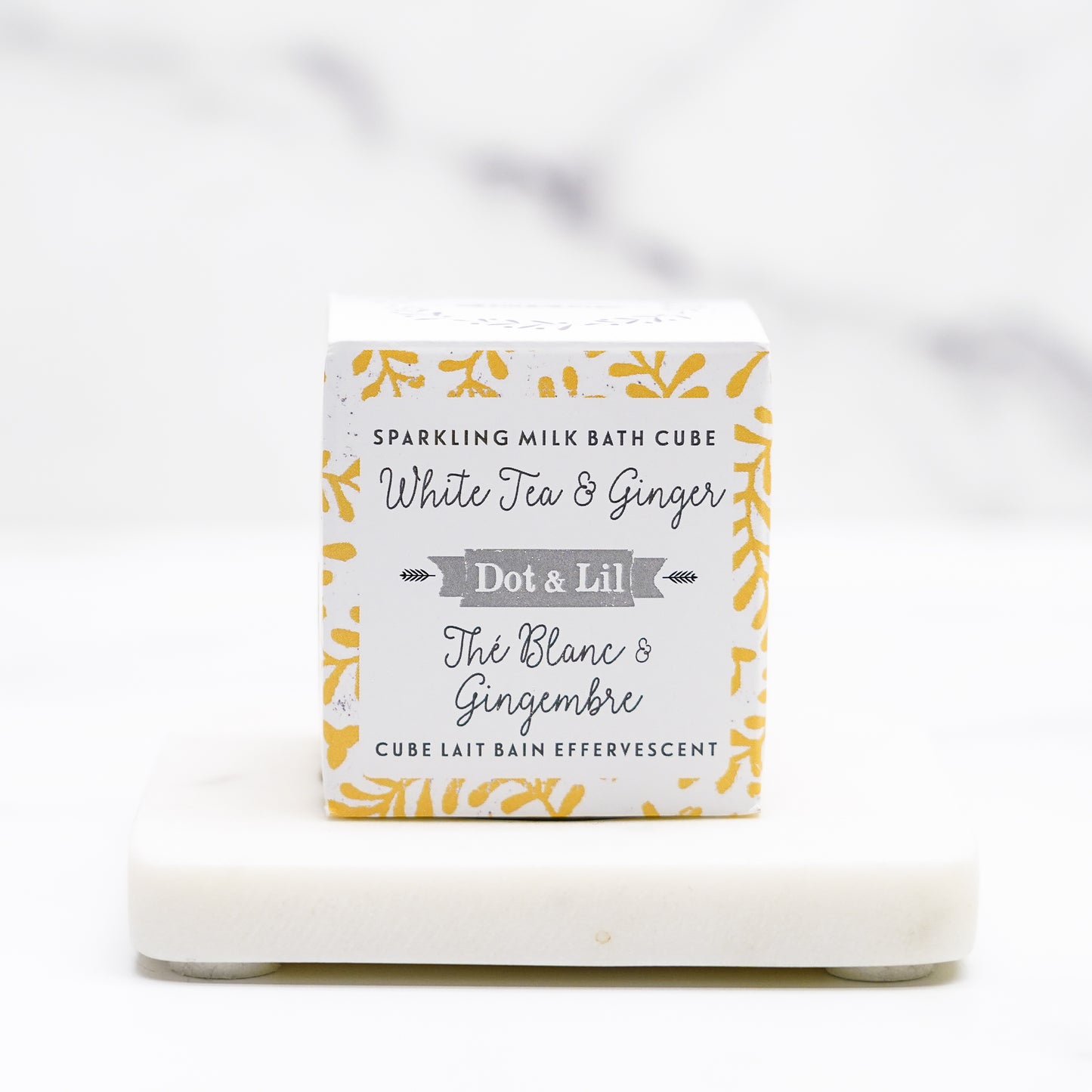 Cube lait bain effervescent - Dot & Lil - thé blanc et gingembre