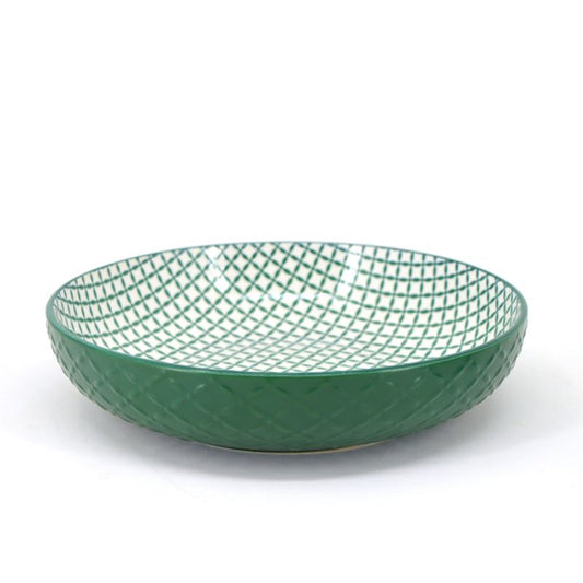 assiette-creuse-texturee-vert,bol-grès,ahuntsic,montreal, boutique-casa-luca,casa-luca,vaisselle,achat-local,ahuntsic