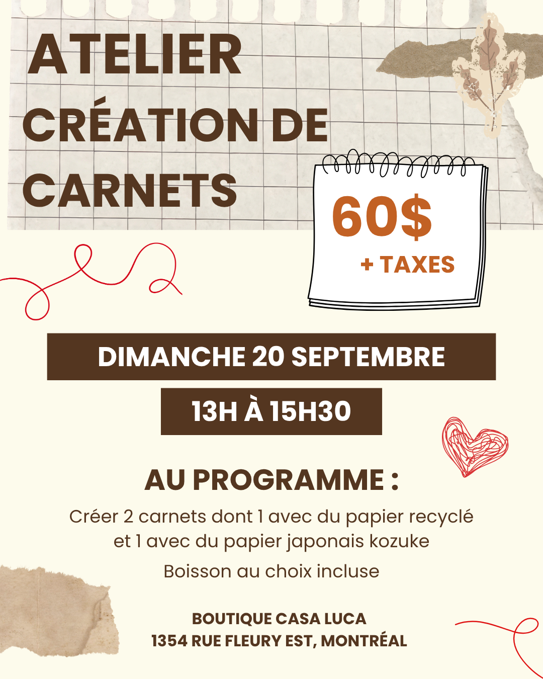 Atelier création de carnets