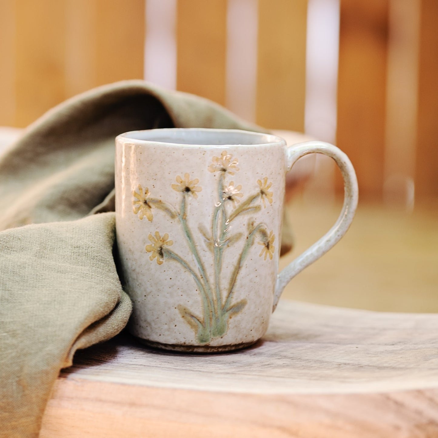 tasse-fleurs-jaunes,mug,cafe,the,gres,ceramique