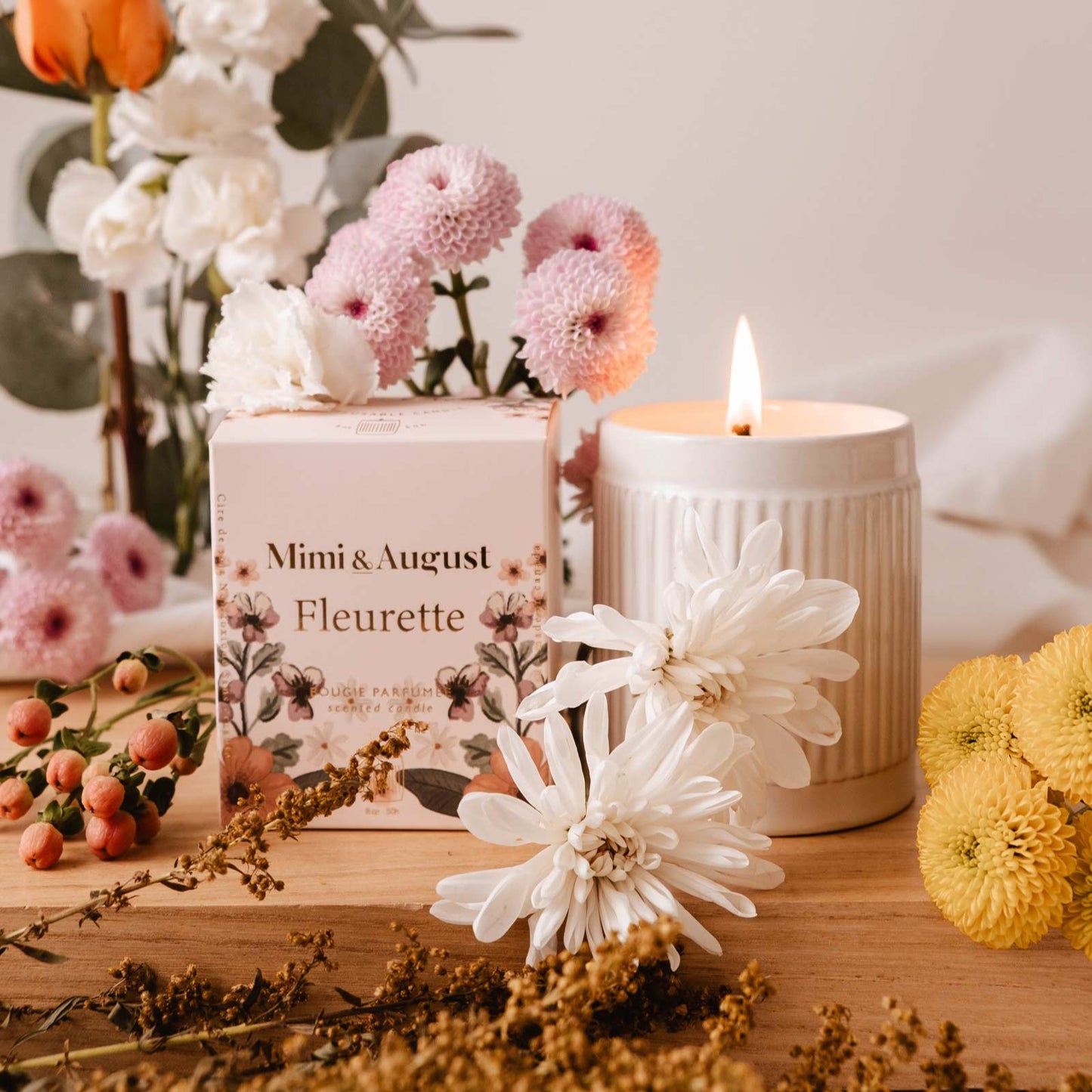 Bougie de soya 8oz - Mimi & August | Fleurette