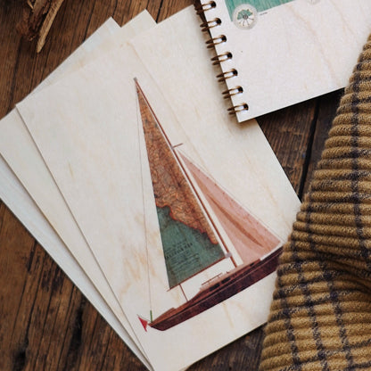 Carte postale en bois - Bateau