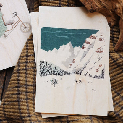 Carte postale en bois - Hors piste