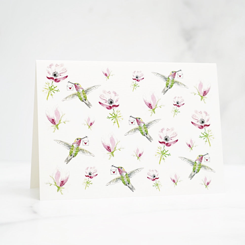 carte-colibris,carte-de-souhaits,carte,sans-texte,illustration-originale,montreal,ahutnsic,casa-luca, boutique-casa-luca,boutique-montreal,fait-au-quebec,stephanie-reniere