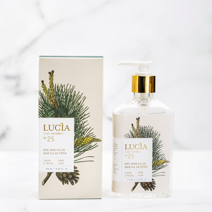 savon,liquide,a-main,lucia,purliving,montreal,fait,quebec,fabrique,pin-douglas,pin,sapin,savon-de-noel,sapin-douglas,boutique-montreal,idee-cadeau-noel,casa-luca