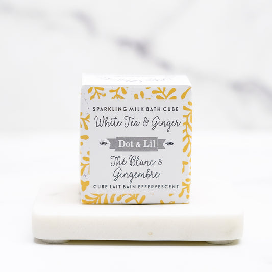 Cube lait bain effervescent - Dot & Lil - thé blanc et gingembre